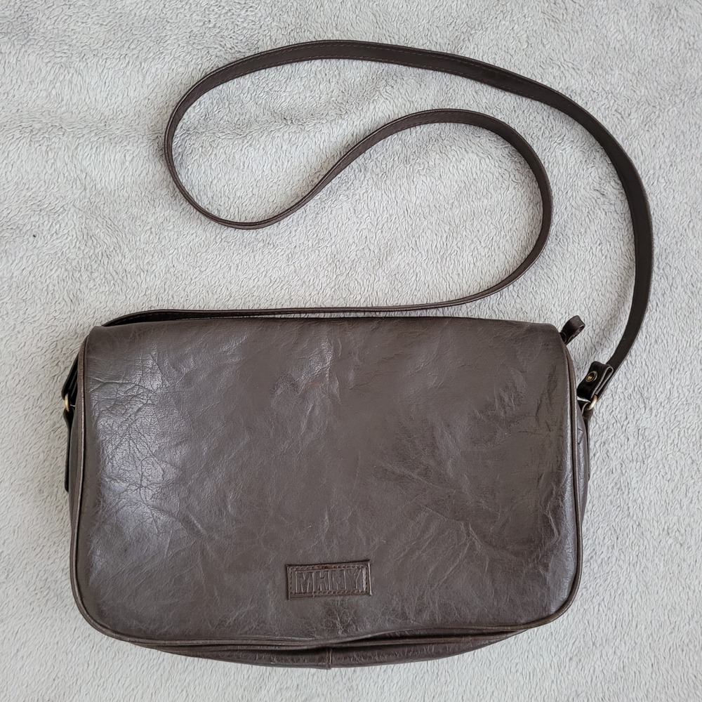 Madison Heart‎ New York MHNY chocolate brown crossbody bag faux leather earthy